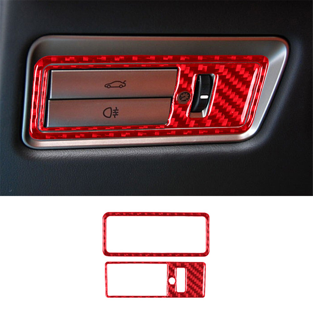 2X Red Carbon Fiber Boot Switch Frame Trim for Jaguar XF 2009-2011