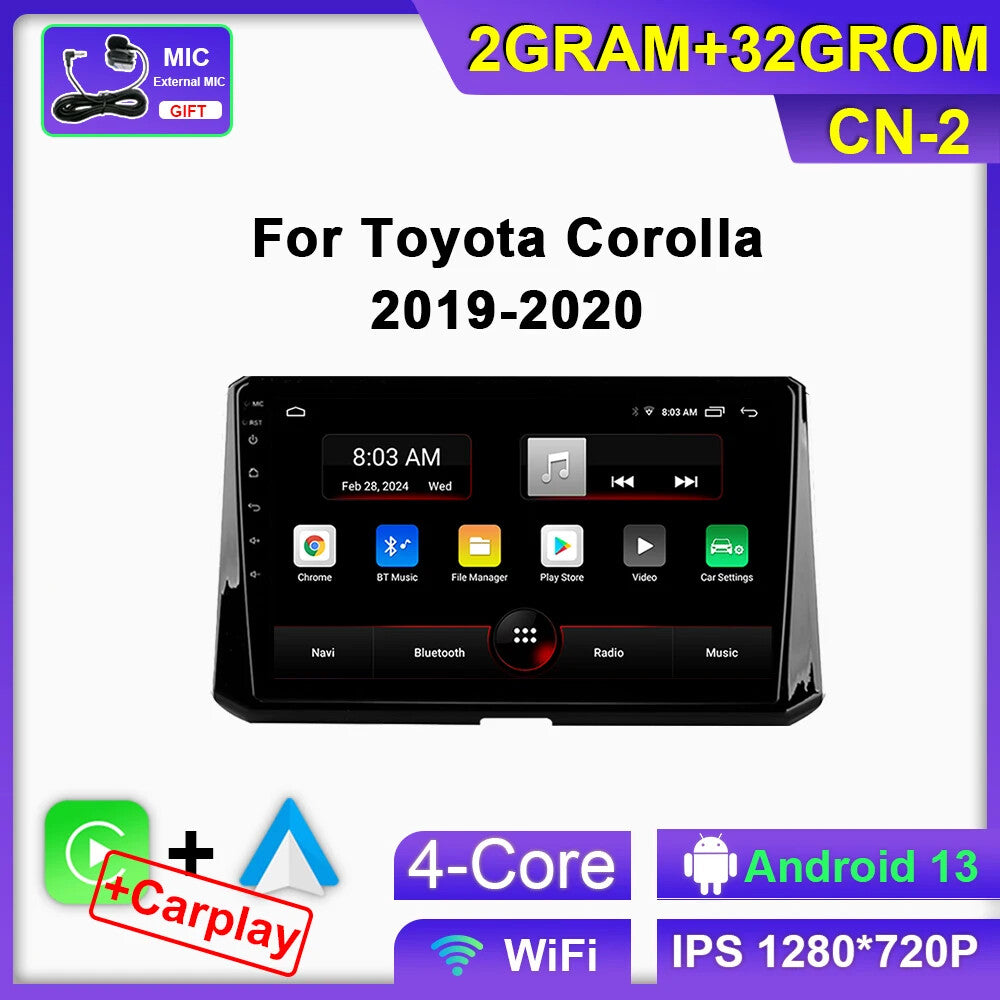 Android Car Stereo Radio for Toyota for Corolla 12 2019-2020 CarPlay GPS Auto Player