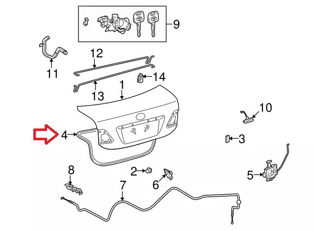 Rubber for Toyota for Corolla 2009-2013 Trunk Lid Gasket Seal Weather Strip Repalce