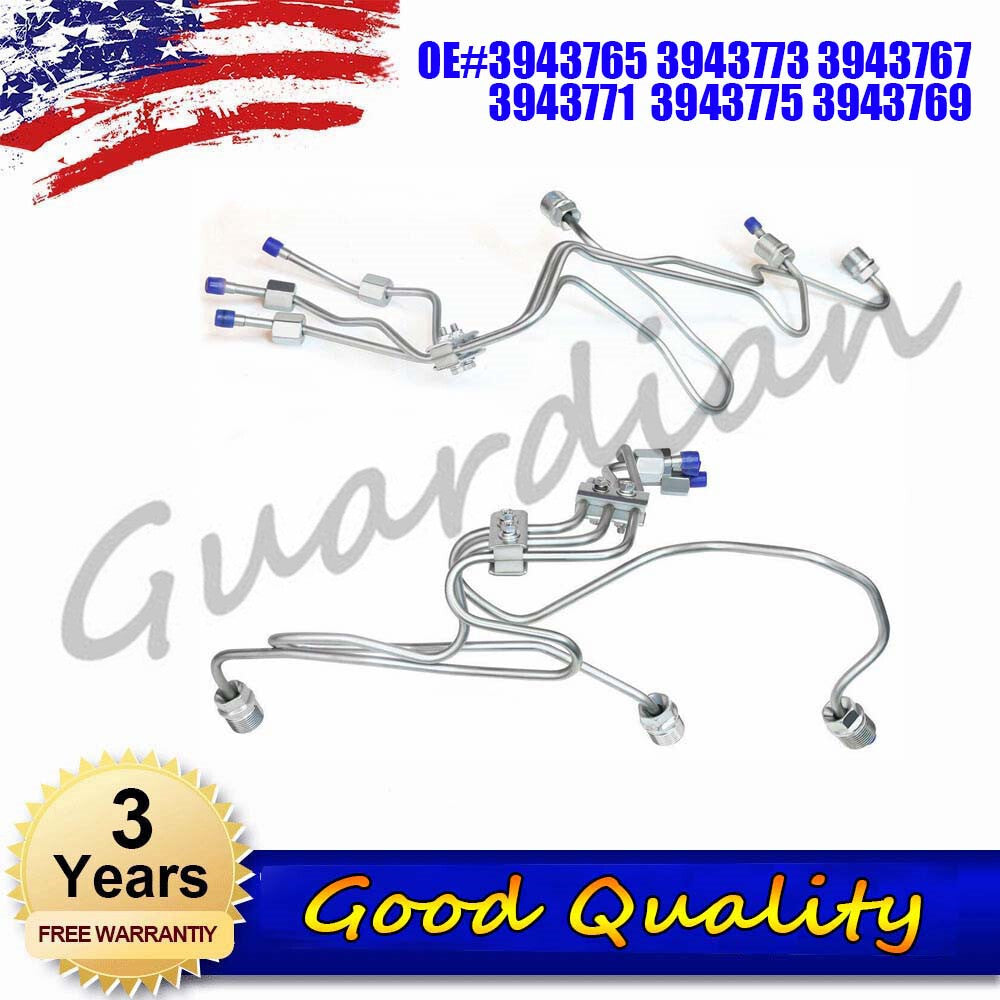 One fuel injection line for engines with VP44 pump, 1998.5-2002, 24 volts, 5.9 liters.
