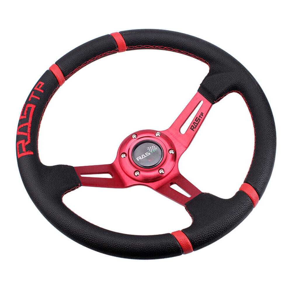 14 Deep Dish Drifting Sport Off Road STEERING WHEEL HORN w/Quick Release Kit