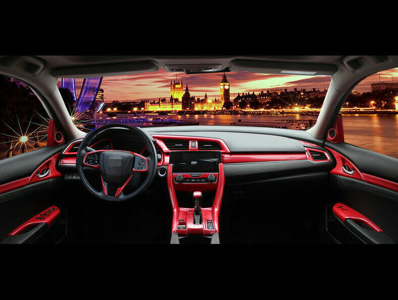 Rear Air Outlet Anti-Kick Panel Trim for Honda for Civic 2016-2021 Red Carbon Fiber