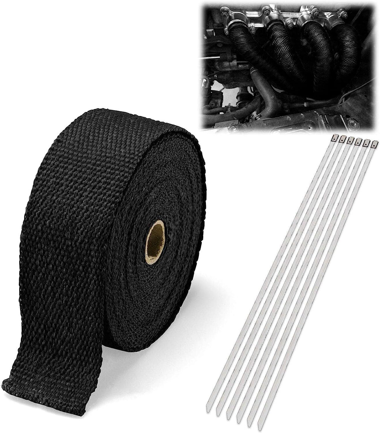2-inch x 50-foot roll titanium alloy connector turbine manifold exhaust heat-packed tape 5 ties