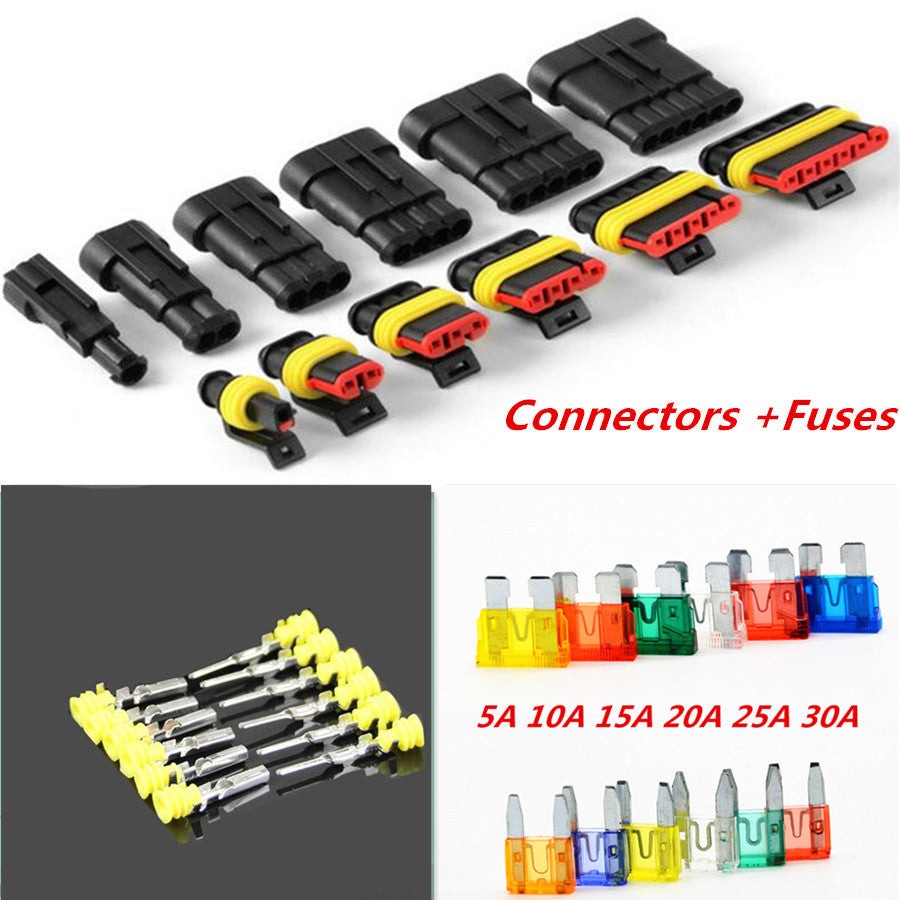 Car 1/2/3/4/5/6 Pin Way Waterproof Plug Electrical Wire Connector Terminal Fuse