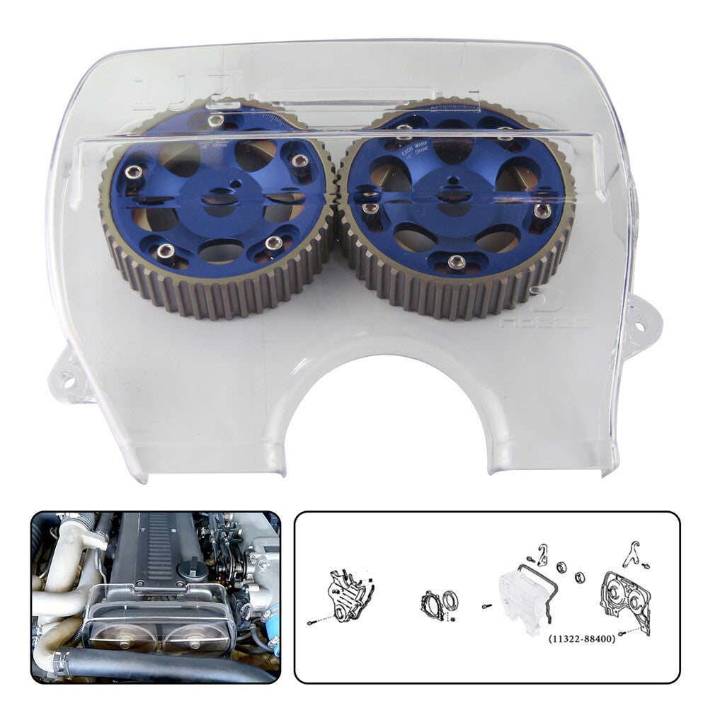 Cam Gear Pulley+Cam Cover for Toyota Supra Chaser Soarer Cresta 1JZ-GTE Blue