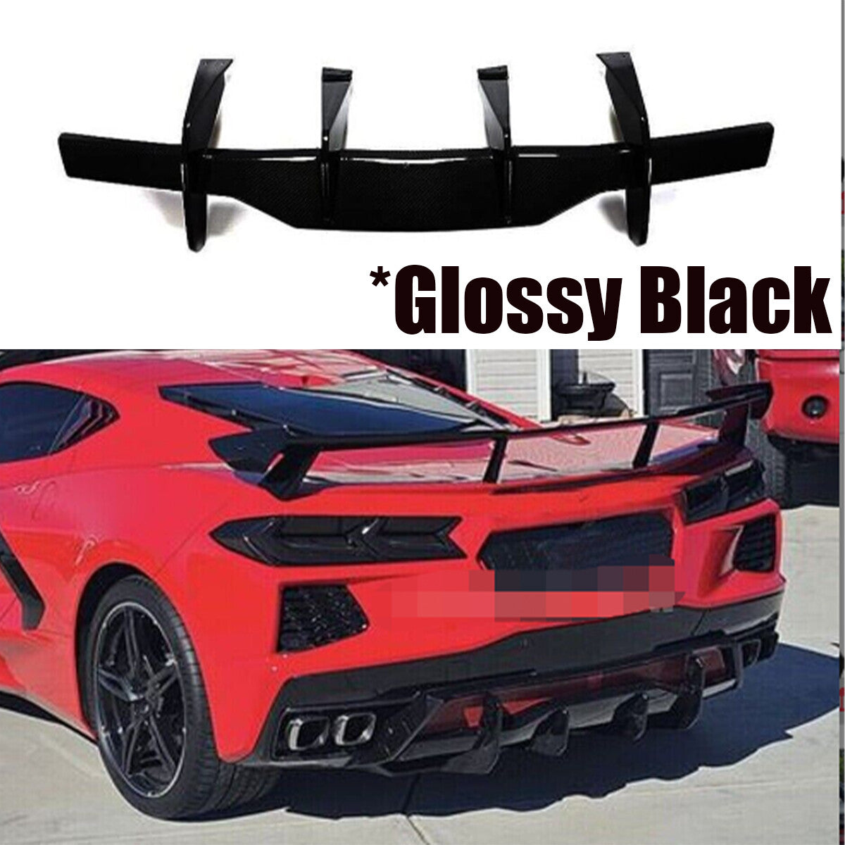 Rear Bumper Diffuser Fin Lip For 20-23 for Corvette C8 Z51 STG Add-On Glossy Black