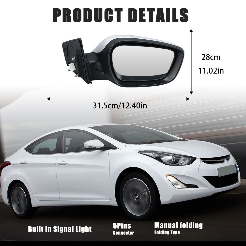 F¨¹r for Hyundai for Elantra 2011-2013 Au?enspiegel Elektrisch Spiegelglas Rechts Wei?