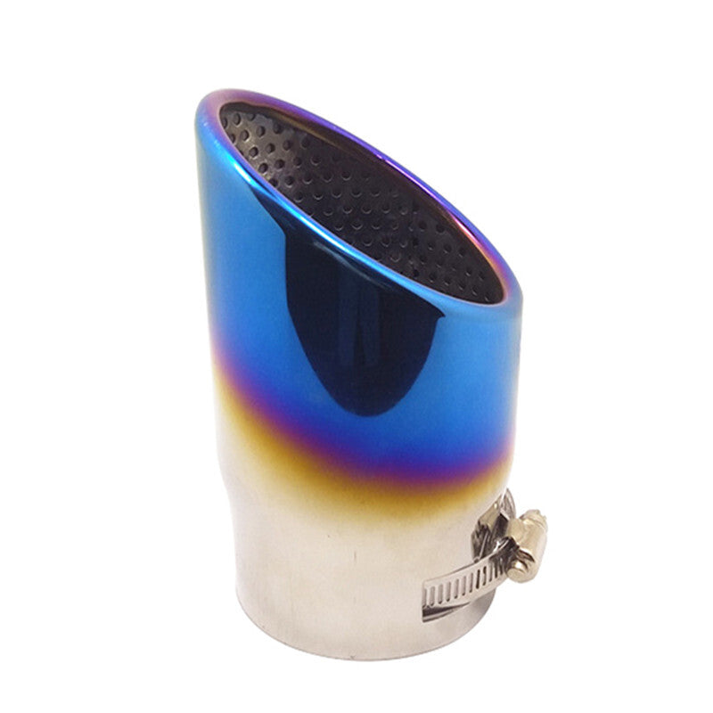 Car 87mm Tip Muffler Stainless Steel Exhaust Pipe Roasted Blue Tail Throat 1Pcs