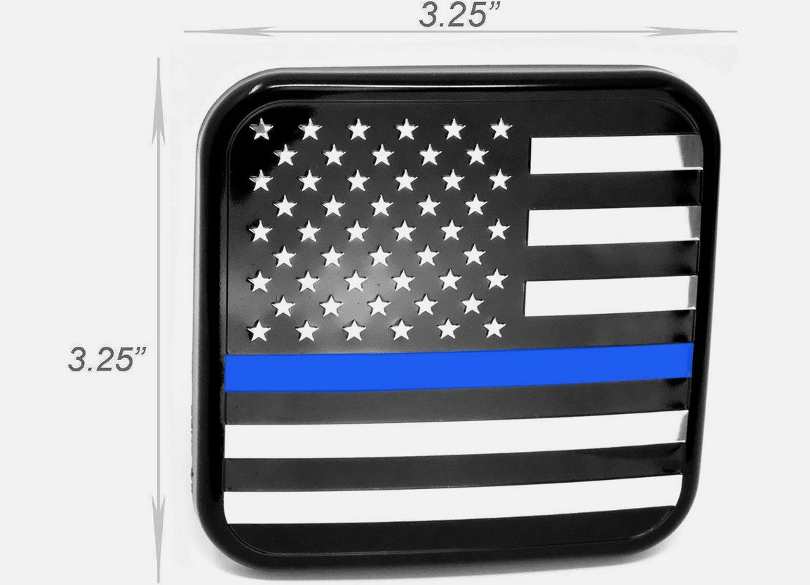 Car mount plug cap tow receiver 2-inch American flag black chrome blue  for ford