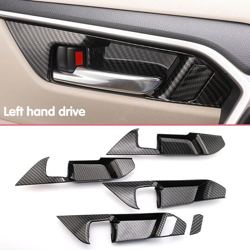 for Toyota RAV4 2019-2022 Interior Door Handle Surrounds Trims Carbon Fiber