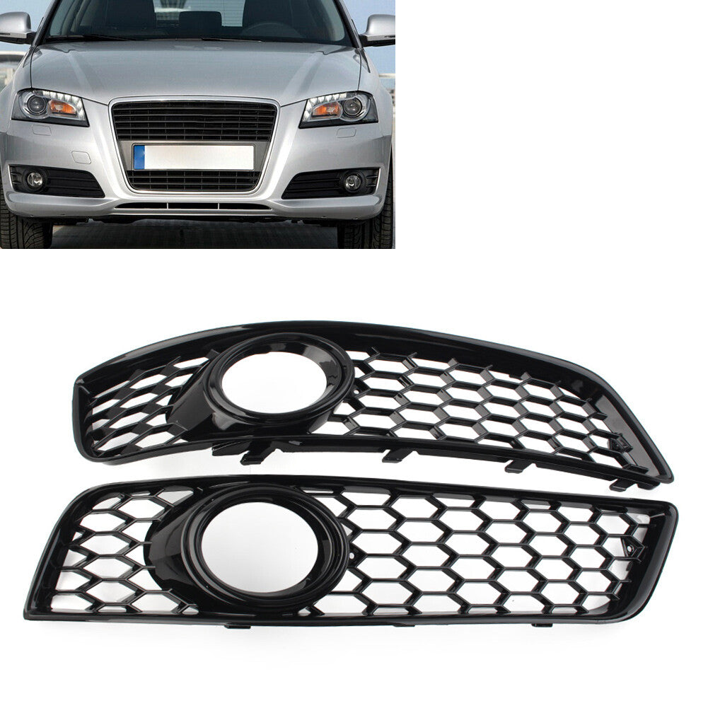 Pair Front Bumper Honeycomb Fog Light Grille Cover for Audi A3 8P 2009-2013 2012