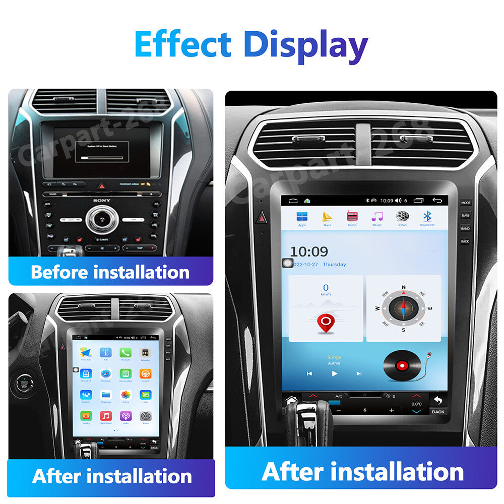 12.1 Vertical Screen for Tesla Style for Ford Explorer 2011-2020 Car Radio Stereo