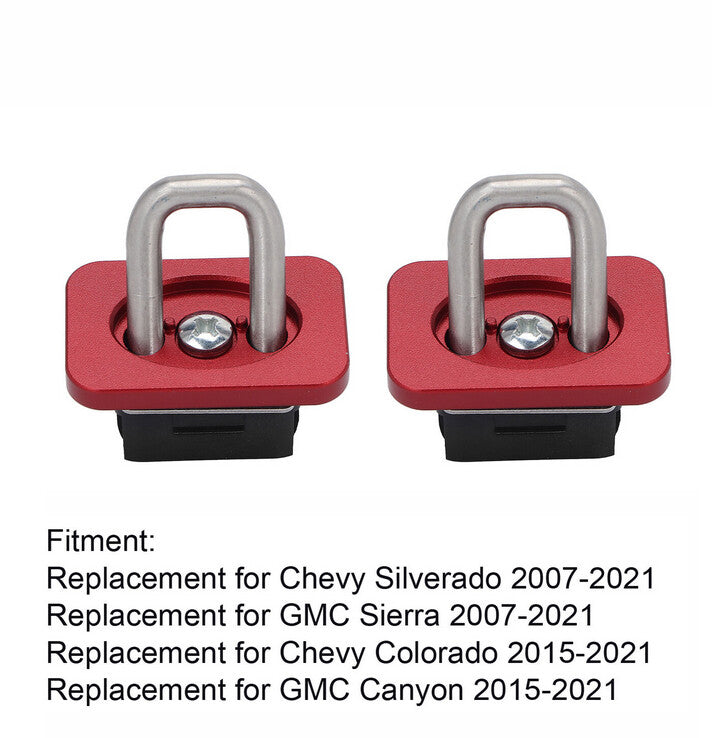 1. Double Red Interior - Bed Retractable Truck Bed Tie - Down Anchor for Chevrolet / for GMC for Sierra