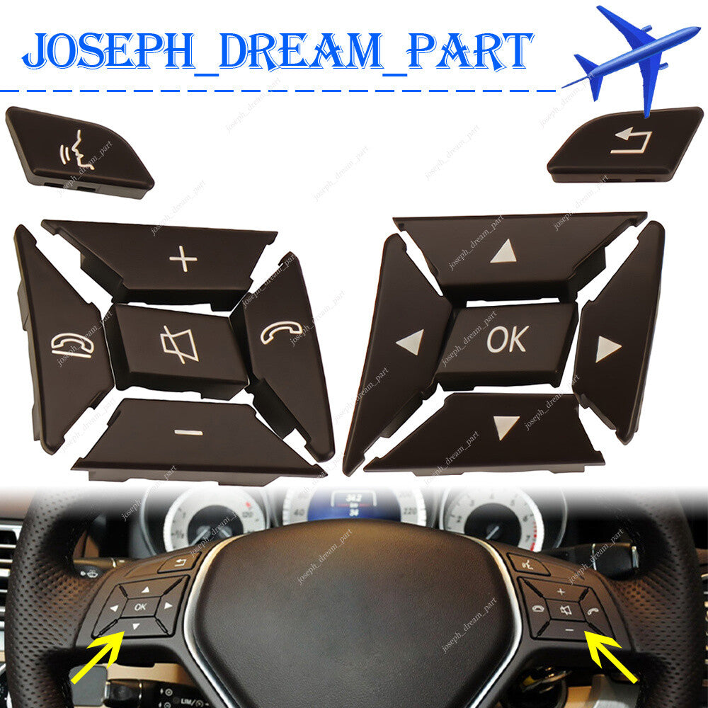 for Mercedes E Class Brown LHRH Steering Wheel Control Button Multi Switch Cap