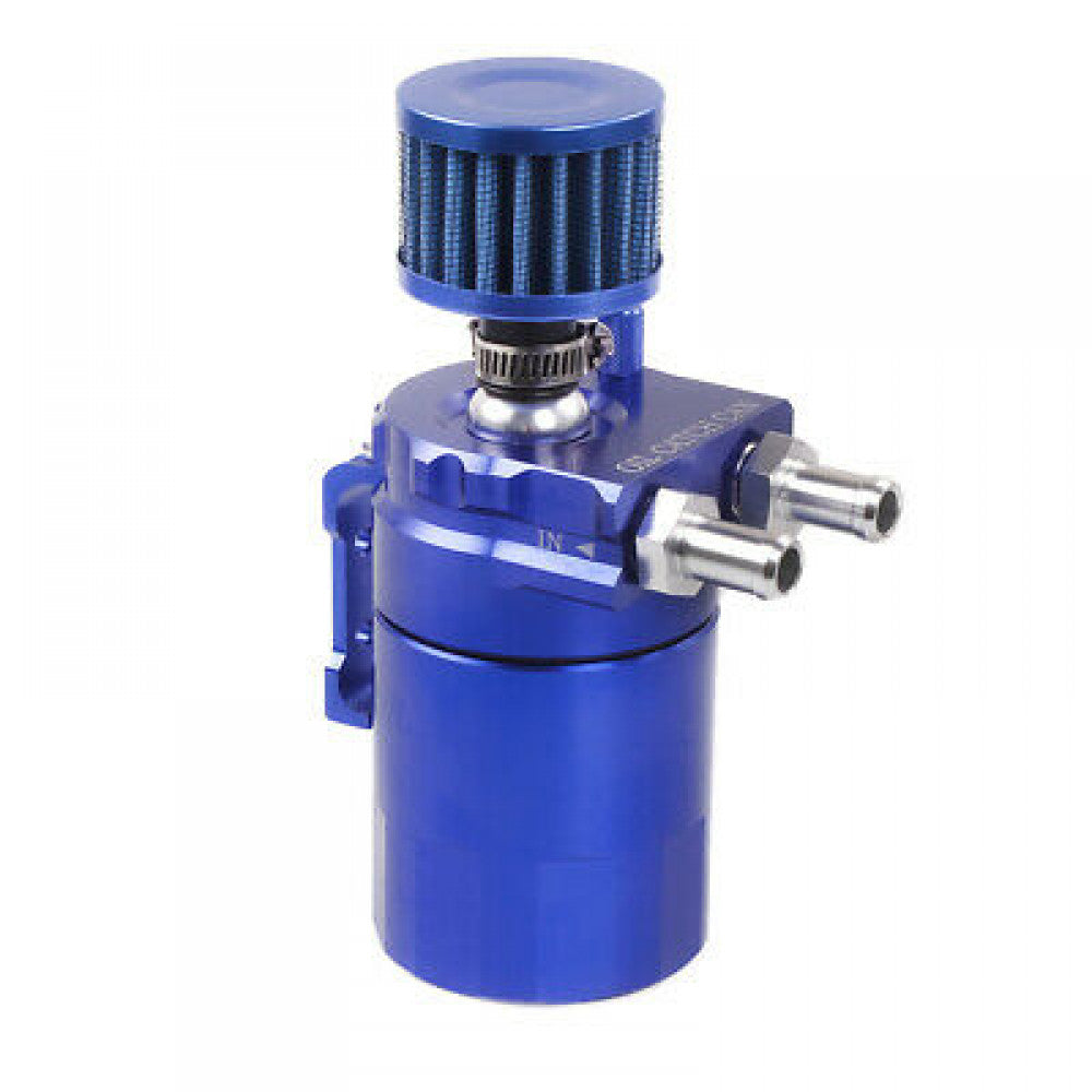 Aluminum Blue 300ML Oil Catch Can Kit Reservoir Tank Universal Breather Baffled