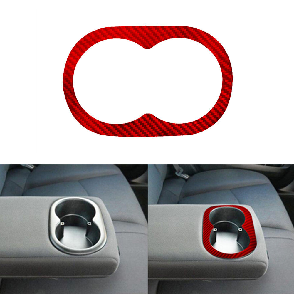 Red Carbon Fiber Rear Armrest Cup Holder Cover Trim for Chrysler 200 2011-2014
