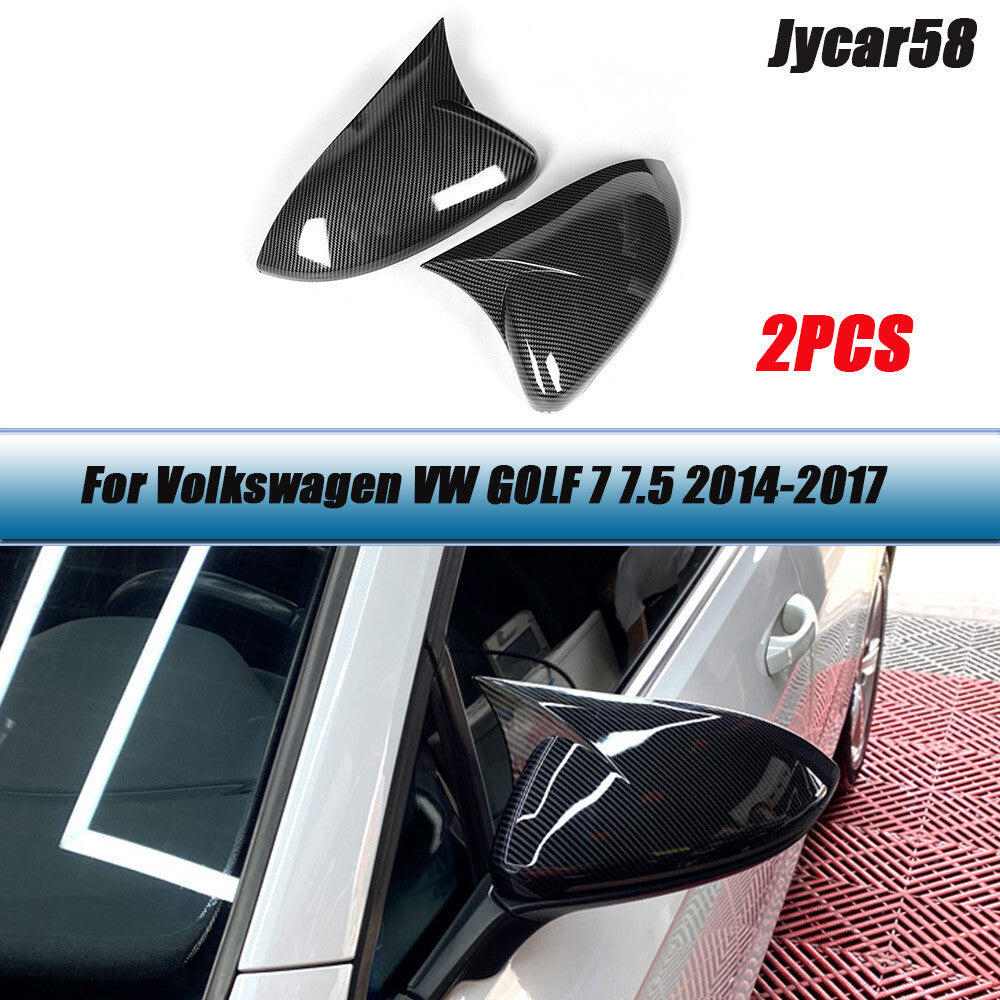 for VW for Golf 7 MK7 7.5 Side RearView Mirror Cover Caps Mirror Case Cover Carbon