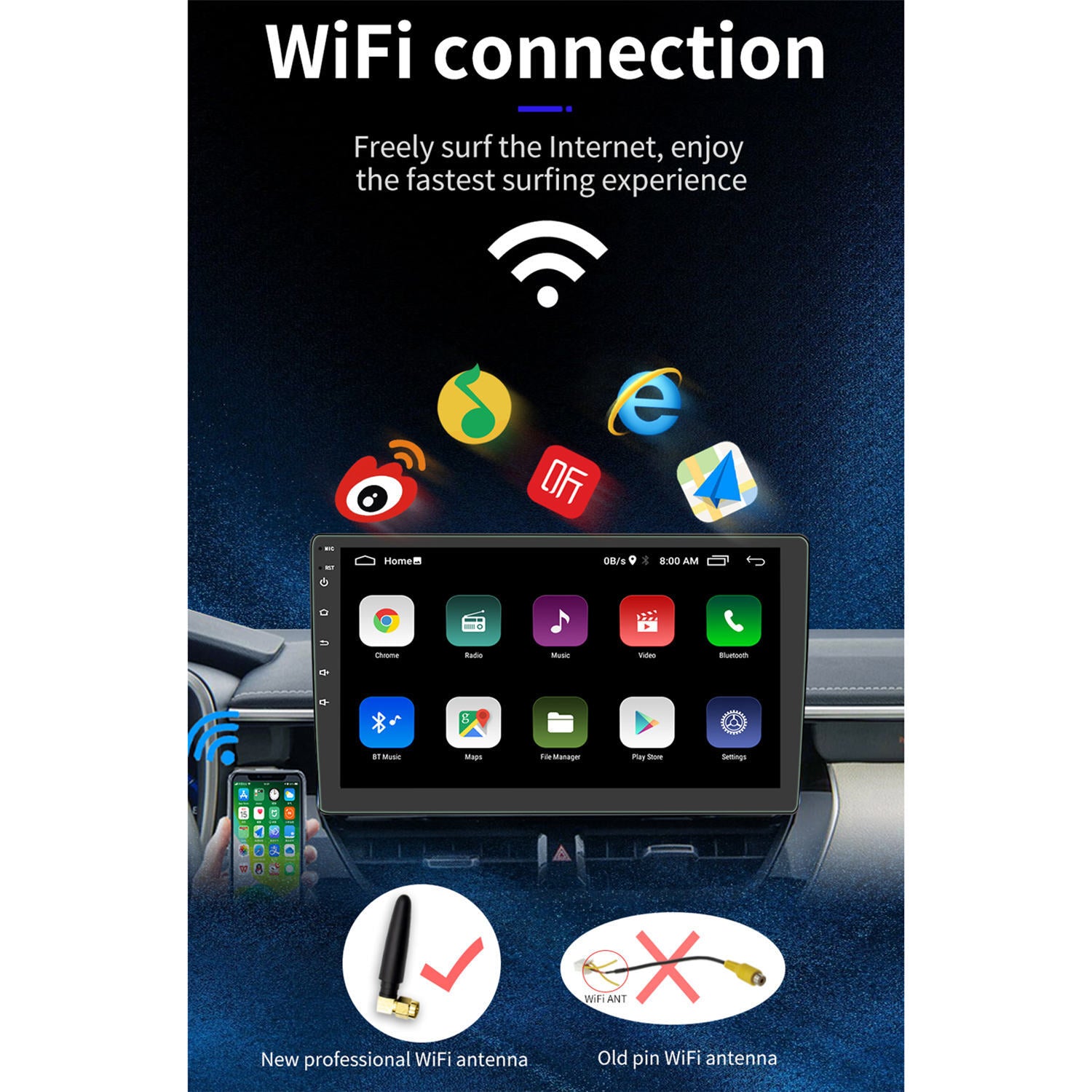 10.1 Car Stereo Radio Bluetooth Carplay Android 10.1 2Din Touch Screen WiFi GPS