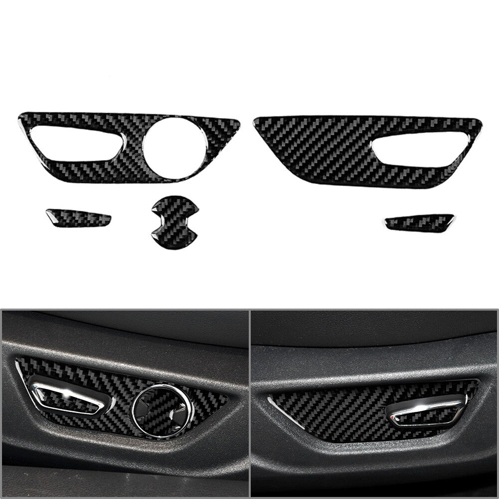 5Pcs Carbon Fiber for Seat Adjustment Switch Button Cover for Ford for Mustang 2015-2023