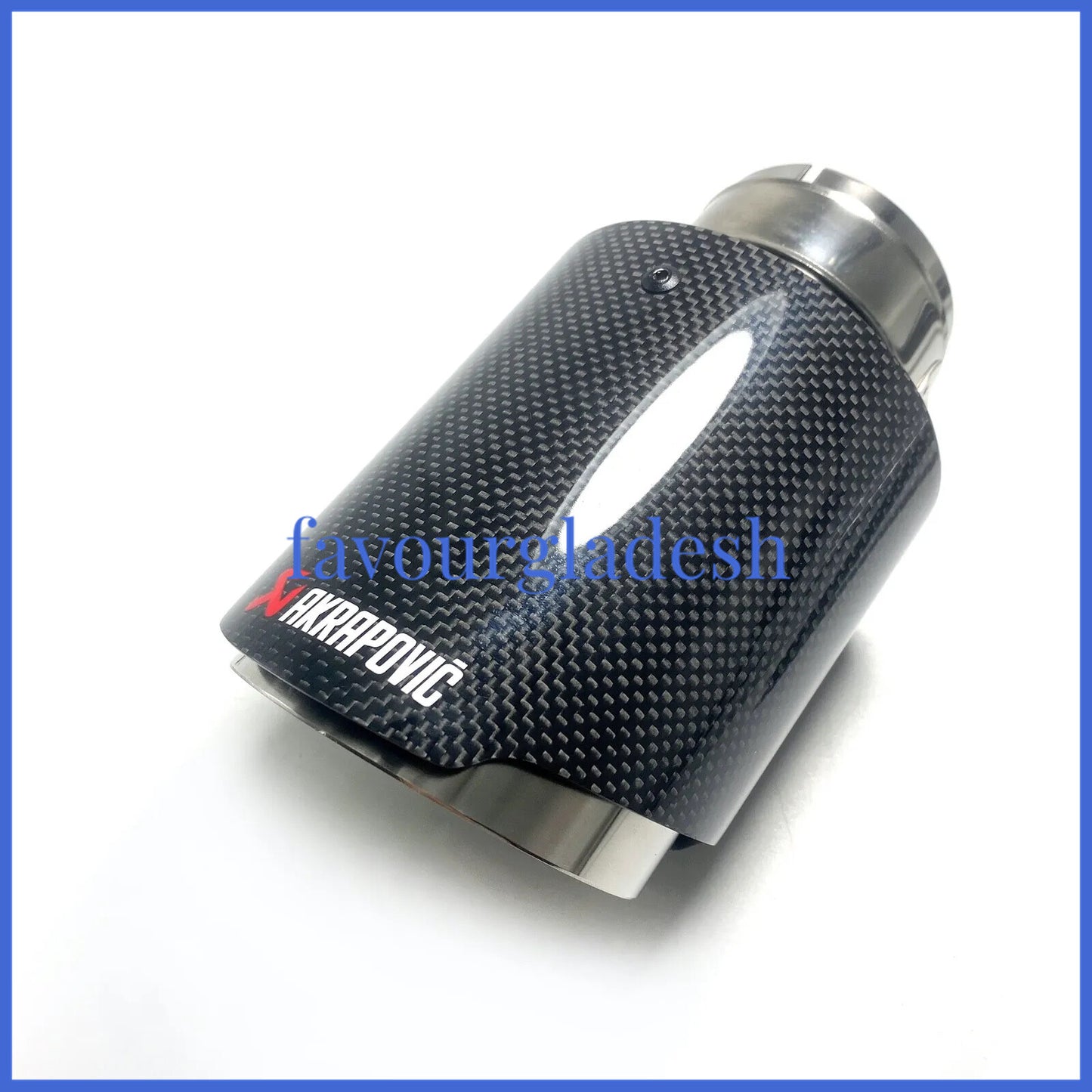 1 X IN 2.5 63MM OUT: 4.0 101MM Akrapovic Glossy Carbon Fiber Pipe Exhaust Tip