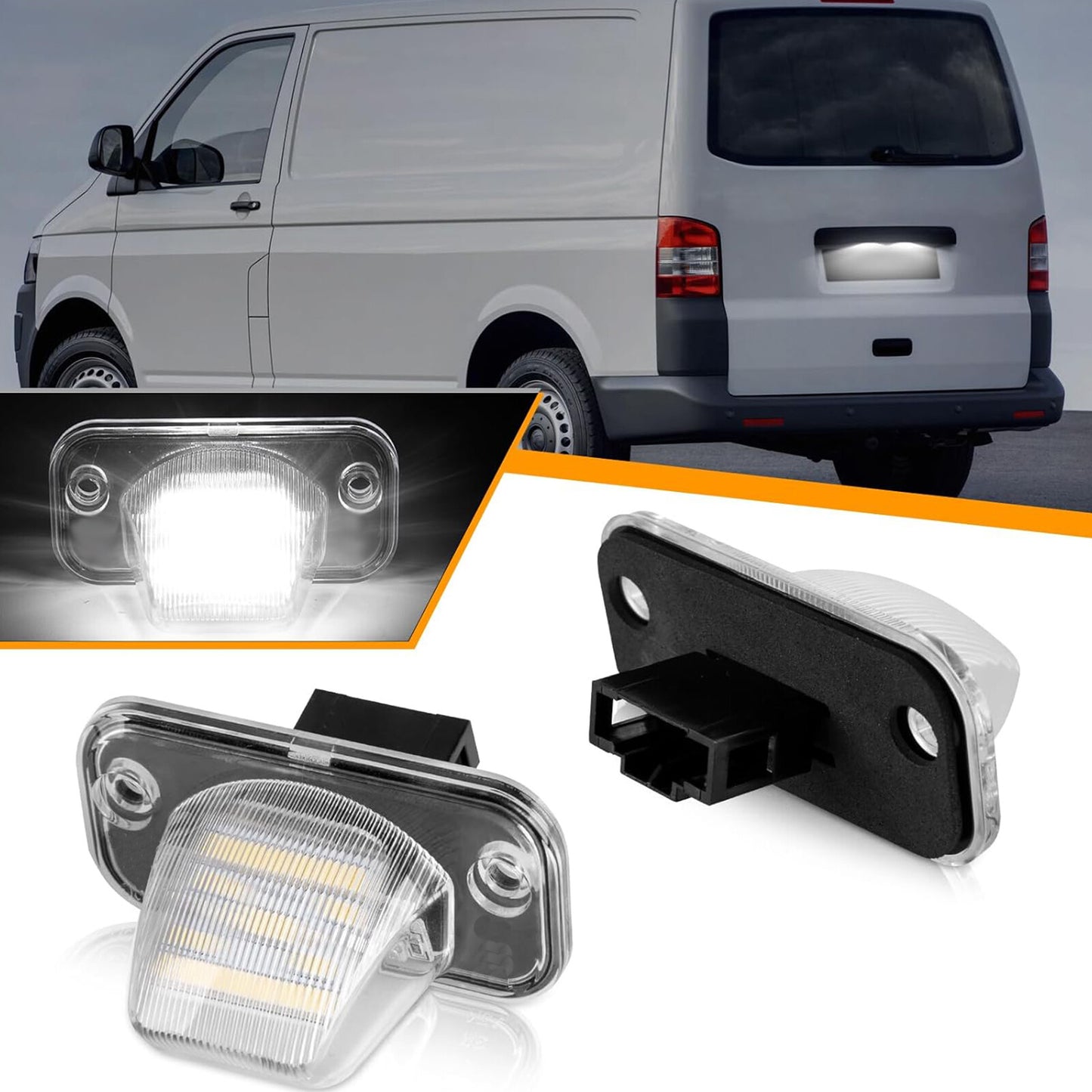 2x LED License Number Plate Light for VW T4 Transporter 90-03 Caddy for Passat for Jetta