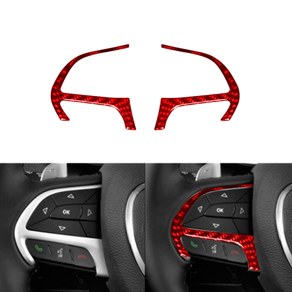 Red Carbon Fiber Steering Wheel Frame Cover Trim for Dodge Durango 2014-2020