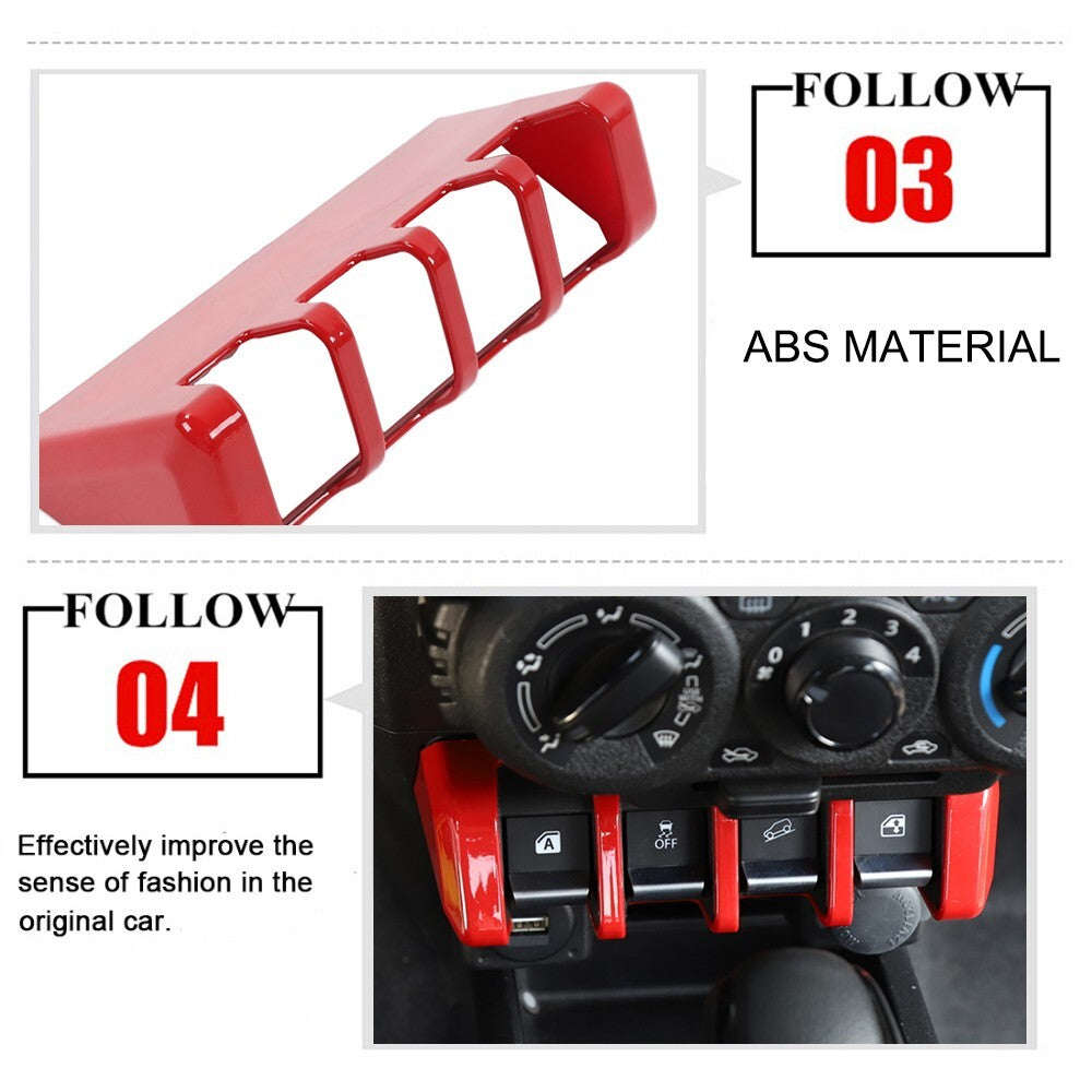 Red ABS Window Lift Switch Button Panel Cover Trim for Suzuki for Jimny 2019-2023