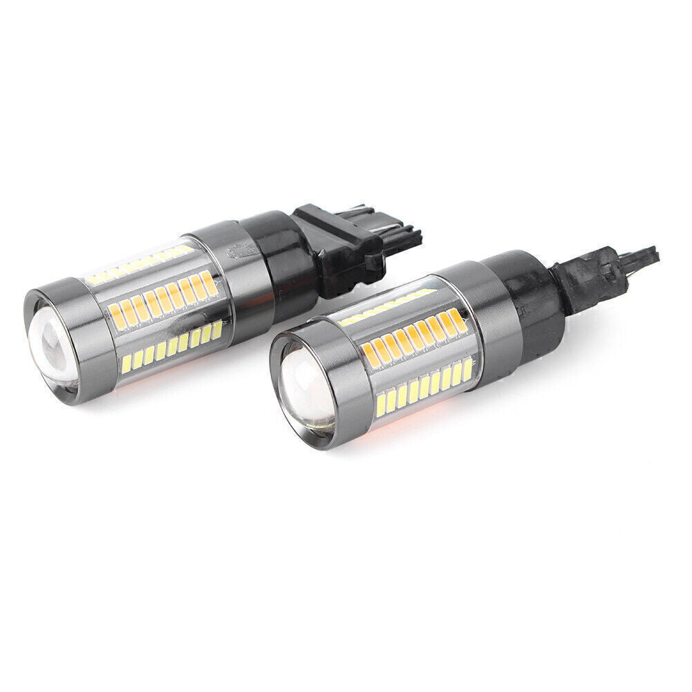 2X T25 3157 Dual-Color Switchback 66 SMD 4014 Bulbs Turn Signal light 12V