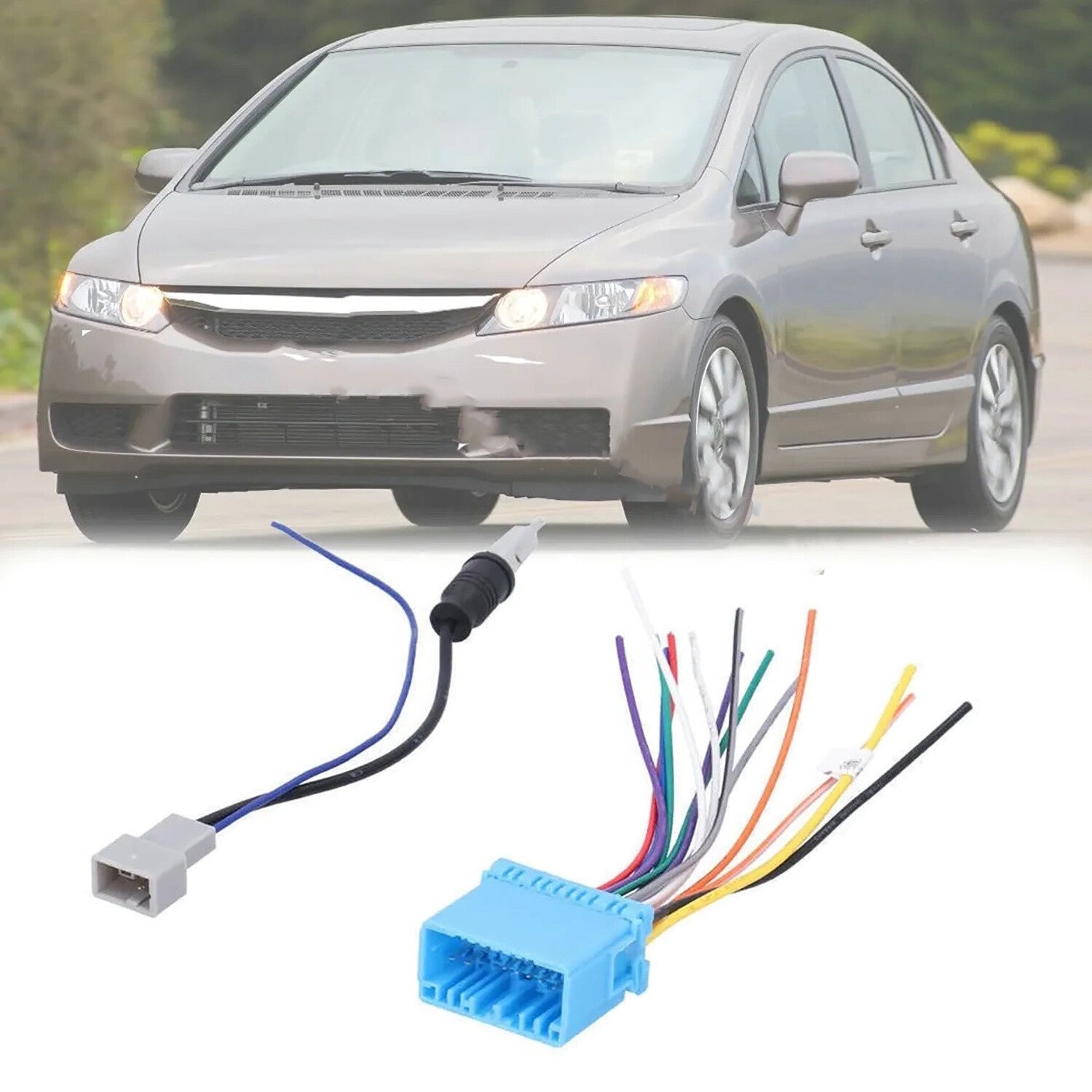 Fit for Honda for Mazda 2Pcs Wiring Harness Stereo Radio AM/FM Antenna Cable Adapter