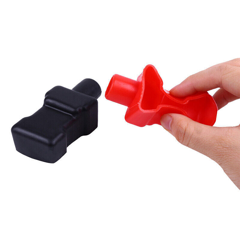 A pair of automotive positive battery terminal insulator wire connector cover protective sleeves