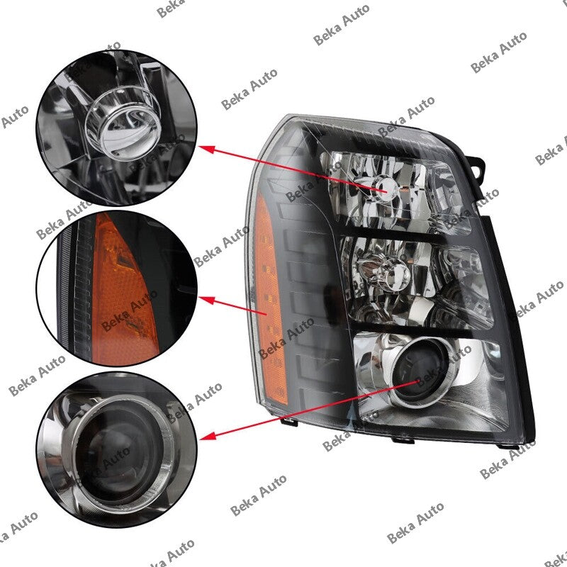 1 pair of for Cadillac for Escalade front bumper headlights (without bulbs) from 2007 to 2014