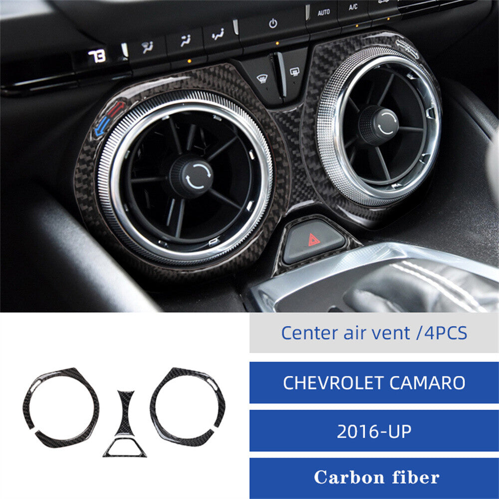 4¡ÁCarbon Fiber Center Air Vent Outlet Panel Cover for Chevrolet Camaro 2016-2023