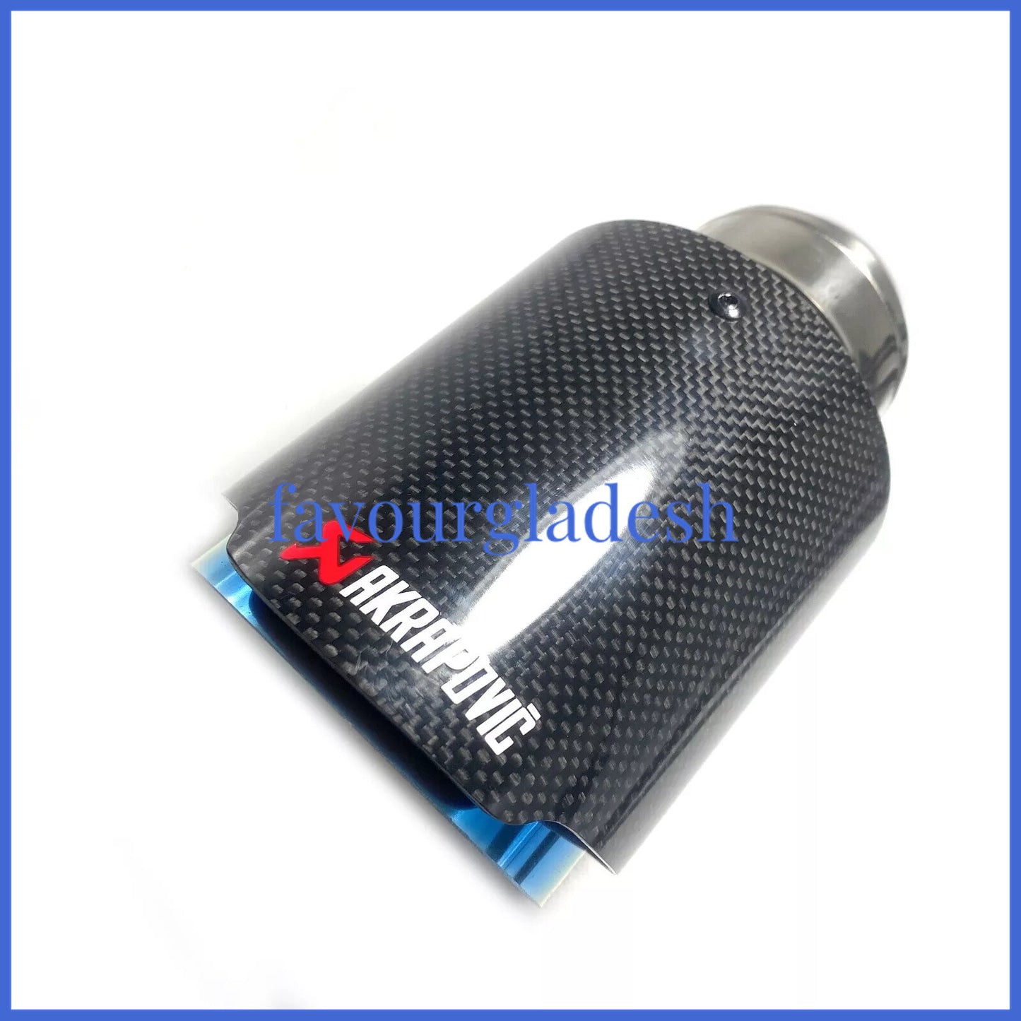 1X 2.5 63mm  4.5114mm Akrapovic Glossy Carbon Fiber Exhaust tip Blue End pipe