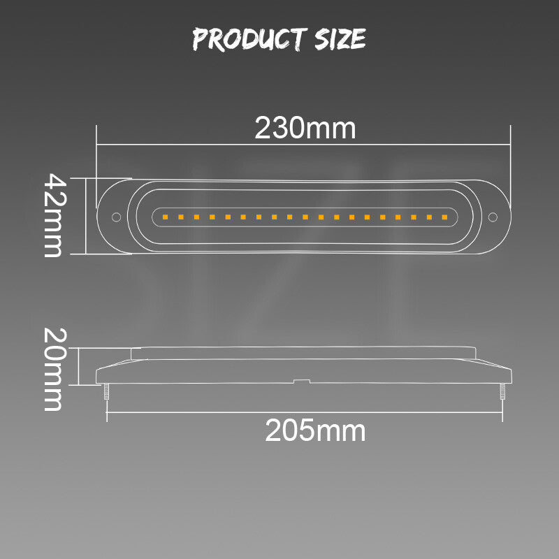 9inch LED Flowing Brake Turn Signal Tail Lights Stop DRL Red/Amber Truck Trailer