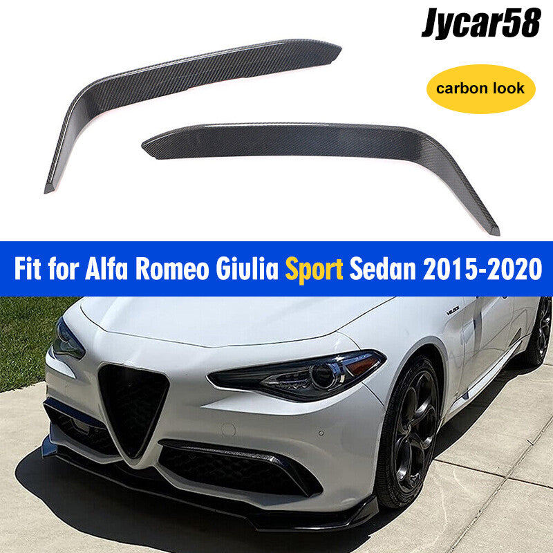 for Alfa Romeo Giulia Sport 16-21 Real Carbon Front Bumper Fins Splitter Canard