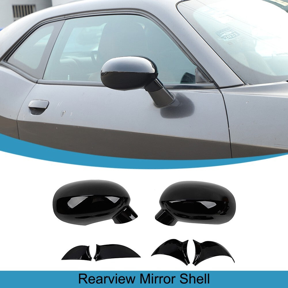 6PCS Exterior Rearview Mirror Shell Caps Cover Trim for Dodge for Challenger 2009-23
