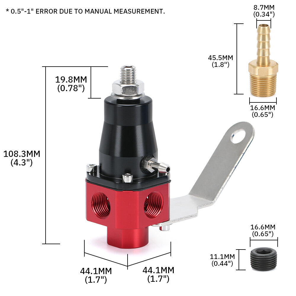 13301 Universal Adjustable 3-65 PSI Bypass Fuel Regulator Carb or EFI