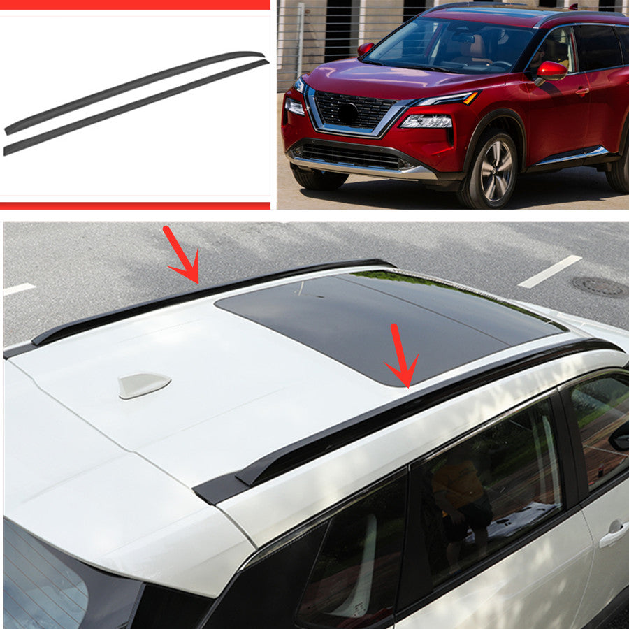 for Nissan Rogue 21-23 ABS Bright black Roof Rack Side Rail Bar Luggage Trim 2P