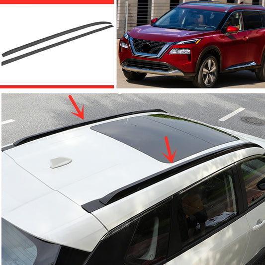for Nissan Rogue 21-23 ABS Bright black Roof Rack Side Rail Bar Luggage Trim 2P