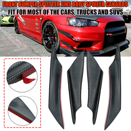 4-piece set of car front bumper splitter body panel boiler tank carbon fiber color