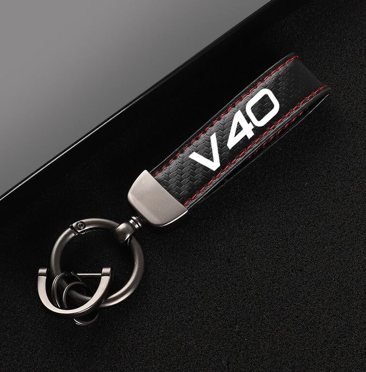 Suitable for V40 car keychains, key rings, key fobs, car accessories, black and red
