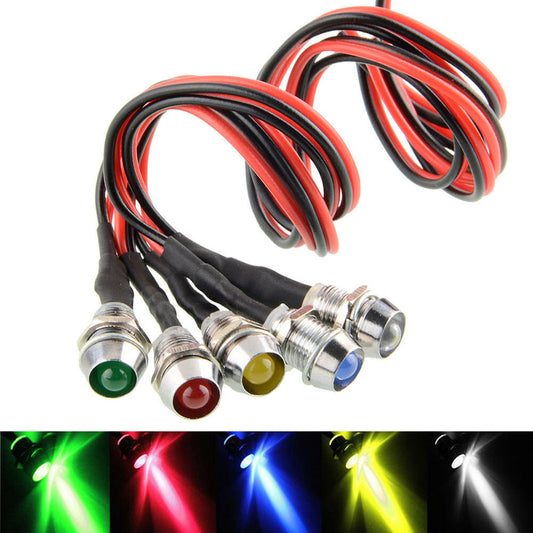 Car Boat 12V 8mm LED Indicator Light Pilot Dash Dashboard Panel Warning Lamp E