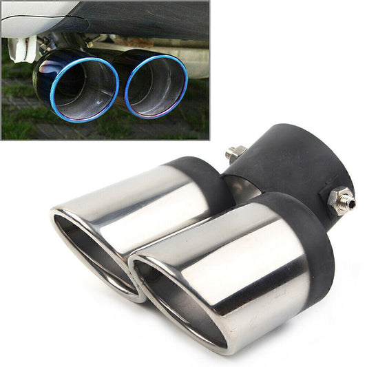 Universal Dual Rear Exhaust Pipe Trim Tip Tail Pipe Muffler End Stainless Steel