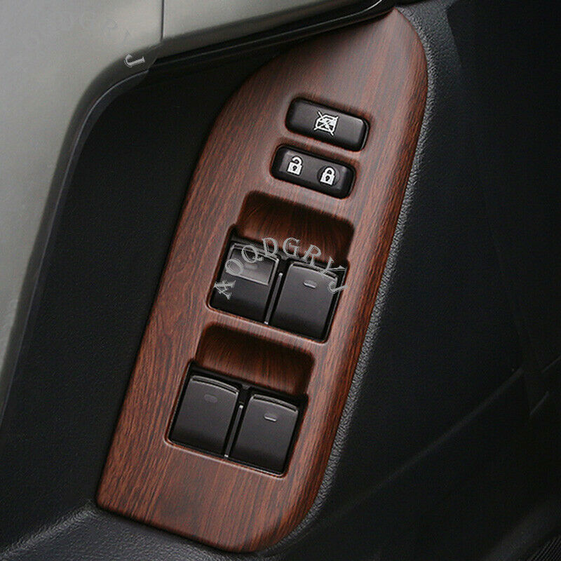 Wood Grain Inner Window Lift Panel Switch Cover Trim for Toyota Prado 2010-2021