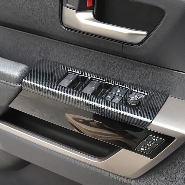 4P Carbon Fiber Window Switch Panel Cover Trim for Toyota Tundra 2022-2024
