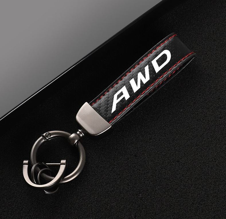 Suitable for AWD car keychains, key rings, key fobs, car accessories, black and red.