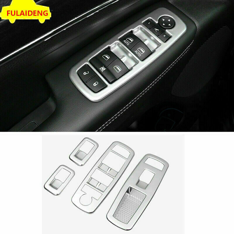 2P for Jeep Grand Cherokee 2014-2021 Silver Window Lift Switch Panel Cover Trim