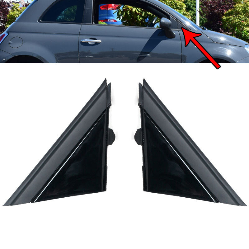 Door Mirror Flag Triangle Cover Molding Pair Side For 2012-2019 for Fiat 500