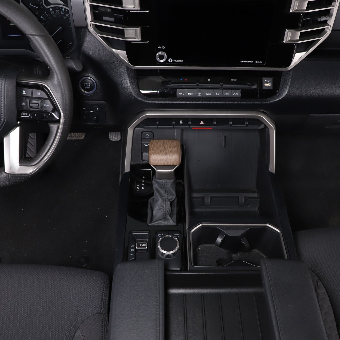 Carbon fiber ABS center control gear cover trim for Toyota @Tundr@Sequoi@2022+