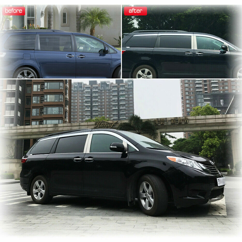 Abs Chrome Window Visor Vent Deflector Sun Rain Guard for Toyota for Sienna 11-2020